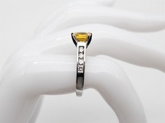 $6000 3.50ct Natural Asscher Cut Yellow Sapphire Diamond 14k White Gold Ring