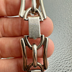 Vtg Harry S Bick Bracelet Chain MCM Sterling Silver Geometric Rectangular Link
