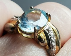 Ross Simons 925 Sterling Silver Gold Vermeil Turquoise CZ Ring Size 7 Estate
