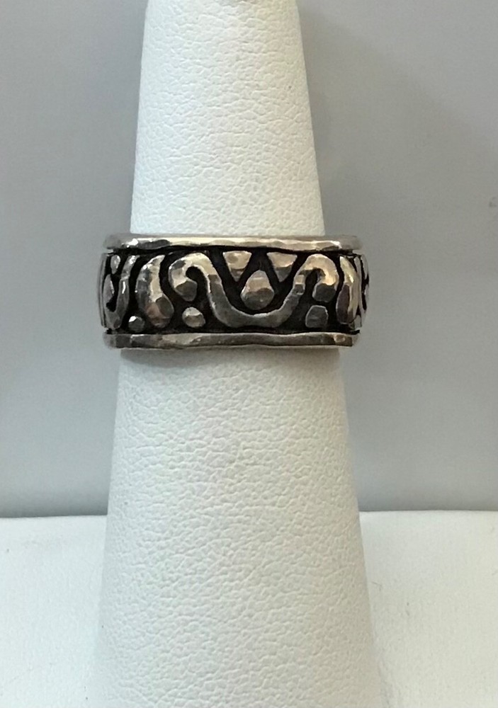 VTG Sterling Silver “Square” Shape Ring with Designs..Size 5-3/4