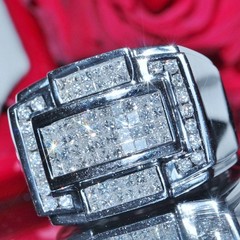 14k white gold 2.35ct invisible set diamond ring size 10 handmade 23.4gr Ali263