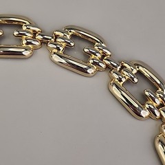 Vintage Chain Bracelet 21mm Glossy Gold Tone 7.25″