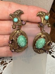 Antique 1920s Czech Egyptian Revival Filigree Eclectic Scarab RARE