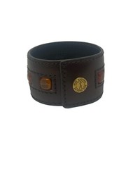 Yves Saint Laurent Vintage Brown Rive Gauche Leather Cuff Bracelet YSL