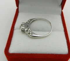 Vintage ART Deco 14k White Gold Solitaire 0.50 ct Natural Diamond Ring w/Accent