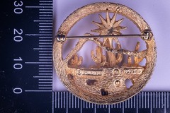 BOUCHER Desert Scene Brooch Pin Gold Tone 45mm Vintage Cacti Sun