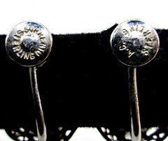 Vintage 1950’s Signed Sorrento AC Sterling Silver Carved Cameo Screw Bk Earrings