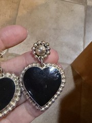 Silver And Black Pierced Dangle Earrings