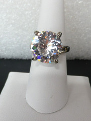 Vintage Silver Tone Statement Cocktail Ring Massive Prong Set Crystal Size 8.5