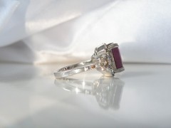 Vintage Sterling Silver 925 Raw Natural Ruby Diamond Ring Size 6