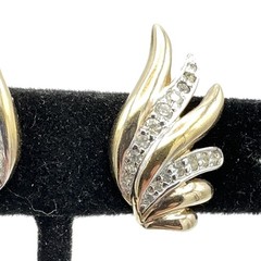 PANETTA vintage earrings – gold-tone rhinestone clip-ons – angel wings feathers