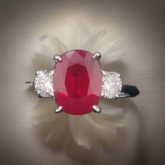 Vintage 14k White Gold Engagement Ring 3.51ct. Natural Burma Oval Ruby AGL cert