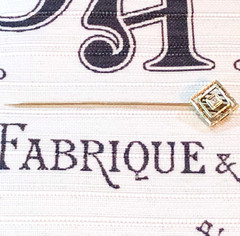 Antique 10K White Gold White Topaz Stick Pin 1.3 Grams