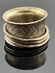 Artisan Textured Band Sterling Silver Spinner Fidget Ring ~Sz 4.75 Concave KVS