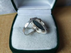 Elegant Nephritis stone RING SILVER 875 stamp USSR ANTIQUE size 8 Jewelry