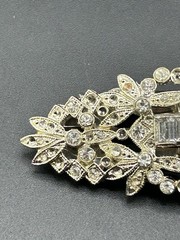 Pat Pend AT180112 Clear Rhinestones Duette Brooch Dress Clips (Missing Stones)