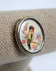 VTG Vatican Hand Painted Bird Sterling Silver 800 Pin/Pendant Signed 1″ 90’s