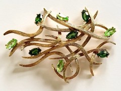 Vintage BENEDETTO PANETTA MCM ABSTRACT XL PENDANT 3 3/4” Faux Peridot Emeralds