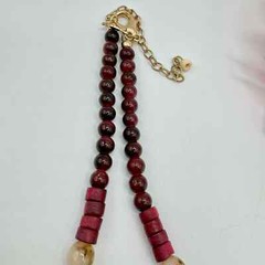 Chico’s Cherry-Colored Bib Necklace Beaded Tribal Boho Tropic Vaca Statement