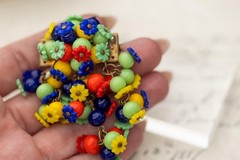 Vintage Miriam Haskell Glass Bead Bracelet Brooch Set Estate Jewelry