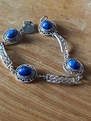 Vintage 14k white Gold-Filled Sentiment bracelet with simulated star sapphires