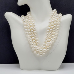 Classic Faux Pearl Long Opera Length Knotted Off White Luminous Necklace 72 inch