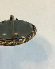 Antique Mourning Yellow Gold Tone Photo Picture Frame Brooch Pin C Clasp I10