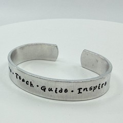 VTG Inspirational Silver Tone “Love Teach Guide Inspire” Engraved Cuff Bracelet
