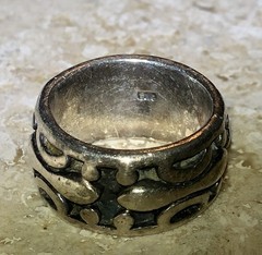 ⚜️ VINTAGE 70s GOTHIC 925 STERLING SILVER Wide Band ARTISAN Ring ESTATE FIND ⚜️