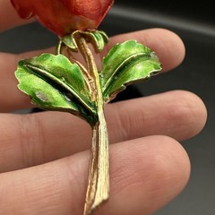 Vintage MODE-ART Rose Enamel Floral Bouquet Brooch Rhinestone Jewelry