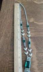 Antique Art Deco Emerald Green & Clear Rhinestone Necklace 18 Inch