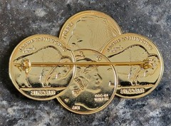 Vintage 1970’s Buffalo Nickel & Mercury Dime Pin Brooch Wartime Coins Gold Tone
