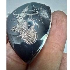 Rare Vintage Niello Brooch Pin Siam Sterling Silver Goddess Mekkala Thailand