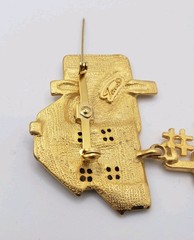 Vintage TONA Realtor Brooch Pin Tone #1 Agent Dangle Charm Matte Gold Tone