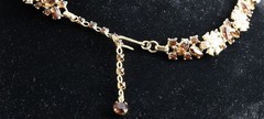 Trifari Rhinestone Amber AB Gold Tone Mid Century Necklace/Clip Earring Set *WOW