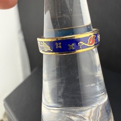 Vintage Cloisonne Enamel Band Blue Ring size 4.75