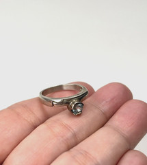 Vintage 925 N-D Sterling Silver Add On Ring w/ Round Light Blue Stone Size 8.75