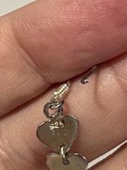925 Sterling Silver Triple 3 Heart Dangle Drop Hook Earrings