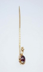 Antique Victorian 22K 15K Gold Garnet Cabochon Laughing Snake Egg Stick Pin Box