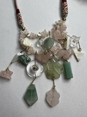 Vintage Asian Jade Rose Quartz Carved Beaded Necklaces Bracelet Jewelry Lot 7pcs