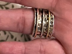 Anthropologie Boho Spinner Ring with Turquoise Stone – Wide Band Size 7.5