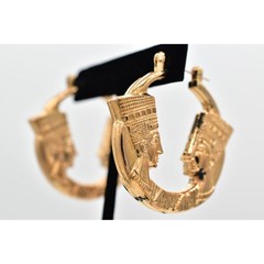 Luxor Vintage Earrings Gold Pharaoh Egyptian Chunky Dangle NOS 1990s A22