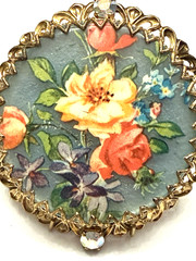 GORGEOUS Vintage FLORAL Brooch w/Aurora Borealis Rhinestones – 2-1/4″ (CD10)