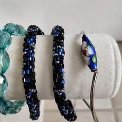 Vtg Lot Of 20 Turquoise Teal Blue Bracelets Cloisonne Metal Beaded Copper Bangle