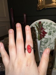 Vintage Sterling Silver Red Cameo Ring – Art Deco / Gothic Style (Size 6)