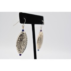 Vintage Dangle Earrings Silver Tone Beaded Shiny Pattern Cocktail 1990s BinAK
