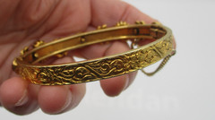 VINTAGE HINGED BANGLE BRACELET with ASSORTED GEMSTONES