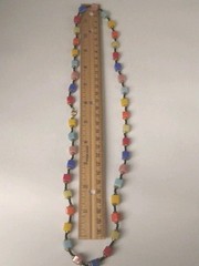 Vintage 1960″s Square Art Glass Beads Bohemian Necklace Multi Color Strand