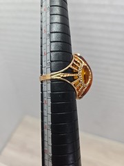 Vintage Soviet 14k Gold Baltic Russian amber ring Ussr Tested Size 7