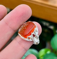 Beautiful Mini Baguette cut Agate Sone With Unique Design Ring Handmade Artisan